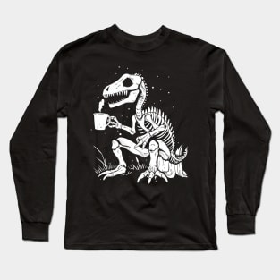 Funny Skeleton Dinosaur Costume Goth Men Women Halloween Long Sleeve T-Shirt